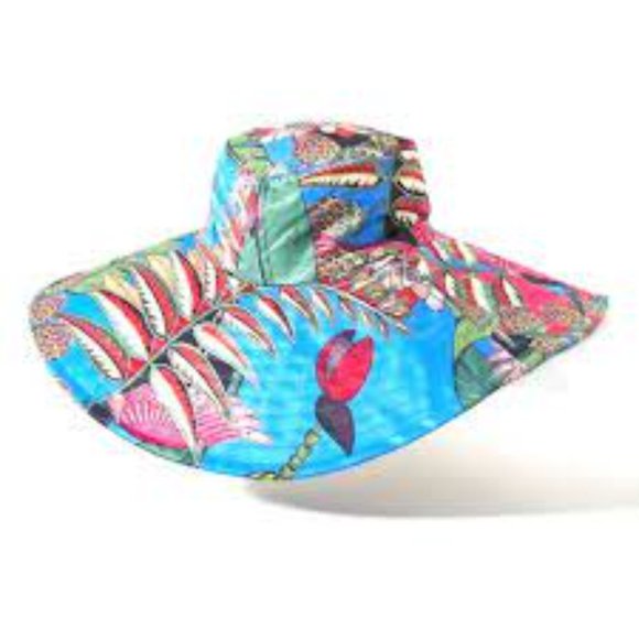 **HOST PICK** Farm Rio Totally Tuiuiu Dirds Amazon Forest Jungle UPF Tie Sun Hat - Picture 1 of 11